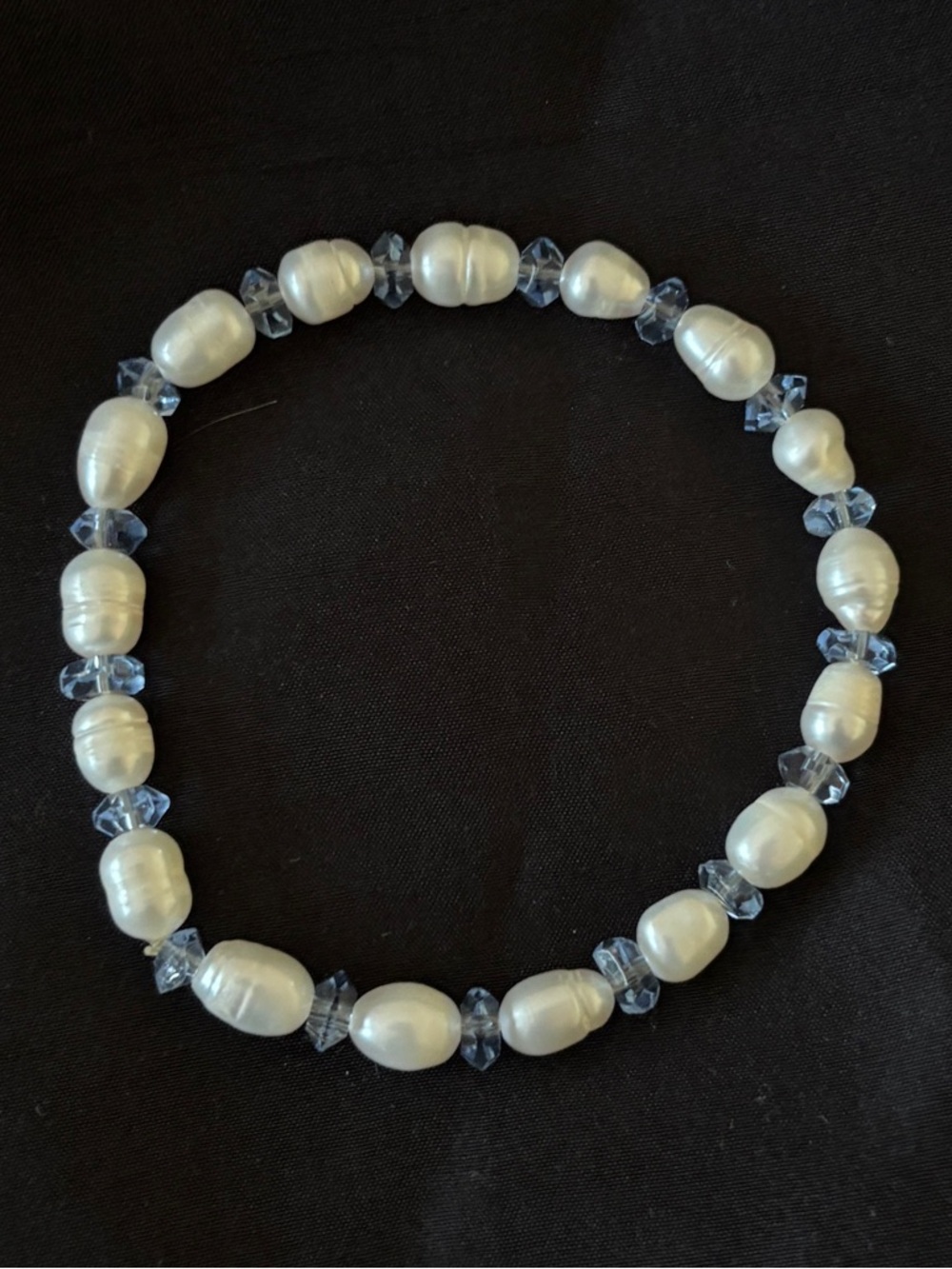 Freshwater Pearl and Light Blue Crystal Stretch Bracelet ~ NWOT
